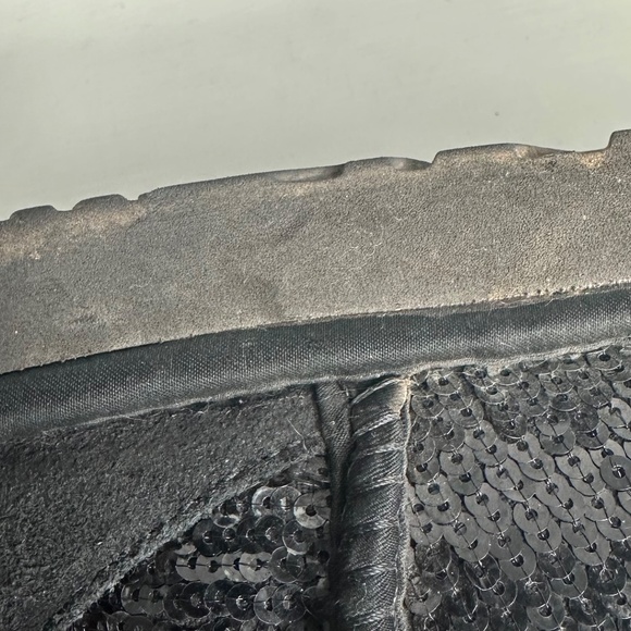 UGG Australia Classic Short Boots Sz 8 Black Sequin Sparkle Y2K Sheepskin - Picture 10 of 12